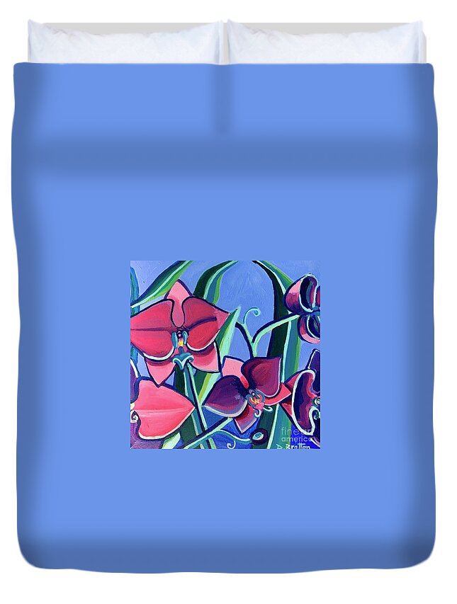 Flowers Duvet Cover featuring the painting Orchids by Debra Bretton Robinson