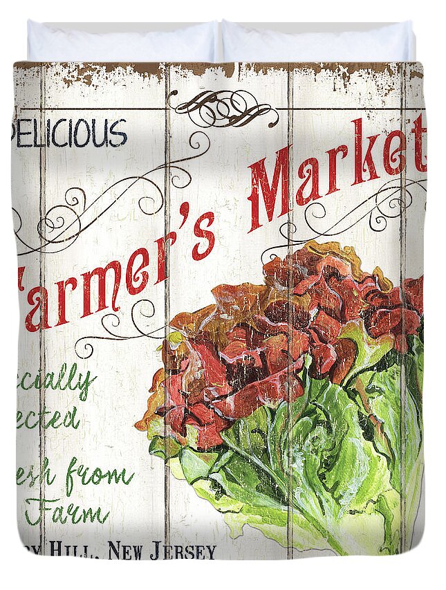 Market Duvet Cover featuring the painting Organic Farm Market 3 by Debbie DeWitt