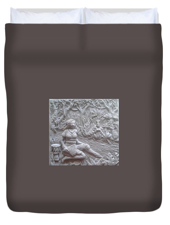 African River Goddess African Goddess Duvet Cover featuring the relief Oshun,West African river Goddess by James RODERICK