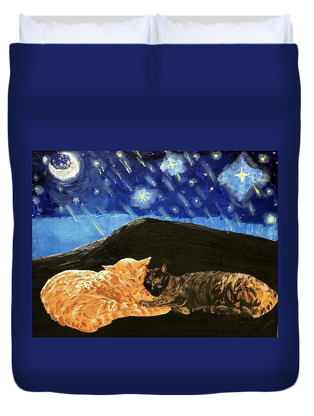 Osiris Duvet Cover featuring the painting Osiris and Isis by Bethany Beeler