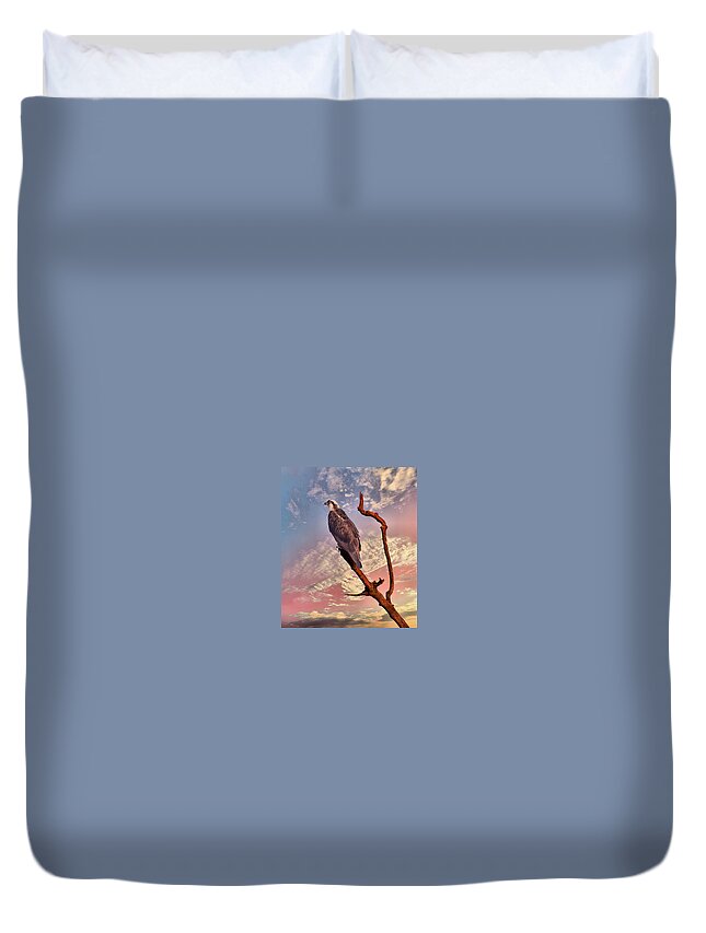 Osprey Duvet Cover featuring the photograph Osprey Tree branch by Buddy Scott