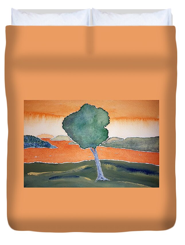 Watercolor Duvet Cover featuring the painting Otsego Lake by John Klobucher