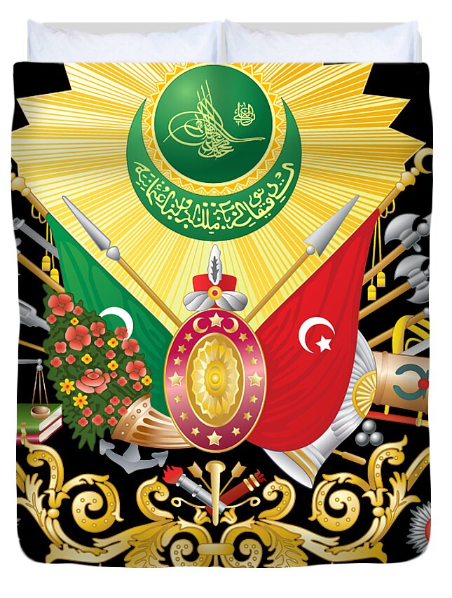Sufi Duvet Cover featuring the digital art Ottoman Coat-of-Arms by Sufi Meditation Center