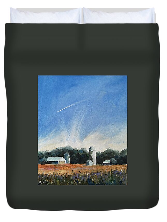 Farm Life Duvet Cover featuring the painting Our Ontario 2020 by Sheila Romard