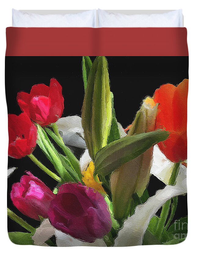 Tulips Duvet Cover featuring the photograph Out of the Darkness...Light by Brian Watt