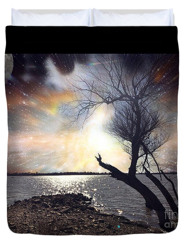 1000 Views Duvet Cover featuring the photograph Outside by Jenny Revitz Soper