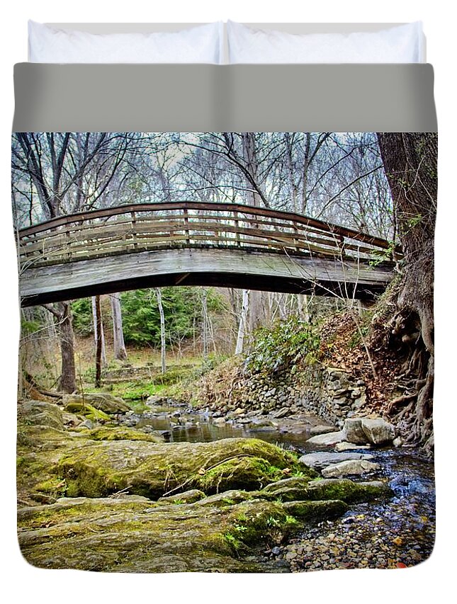 Bridge Duvet Cover featuring the photograph Over Under In Through by Allen Nice-Webb