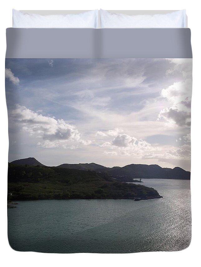 Landscape Duvet Cover featuring the photograph Overlooking the Island by Michelle Miron-Rebbe