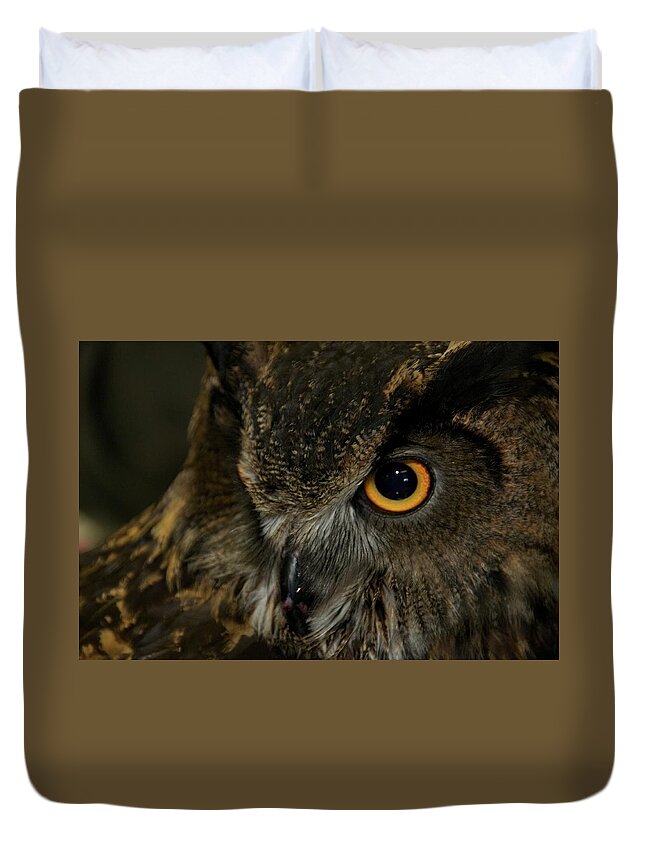 Animal Duvet Cover featuring the photograph Owl Be Seeing You by Melissa Southern