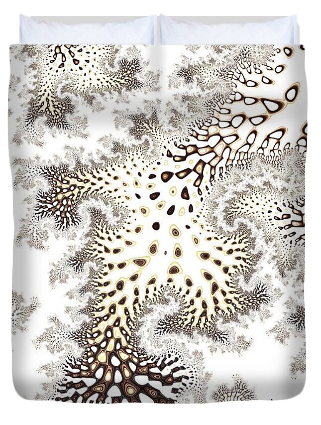 Fractal Duvet Cover featuring the digital art Owl Feather by Mary Ann Benoit