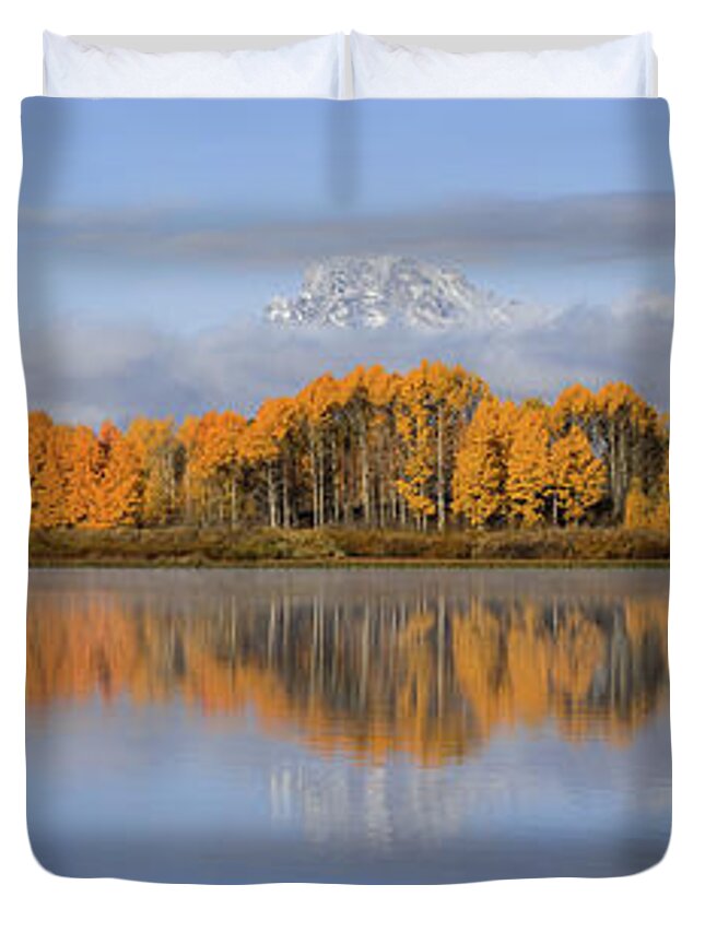 Oxbow Bend Duvet Cover featuring the photograph Oxbow Bend Pano by Wesley Aston