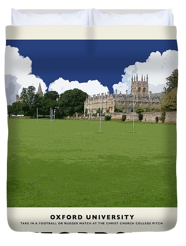 Oxford University Duvet Cover featuring the photograph Oxford Pitch Cream Railway Poster by Brian Watt