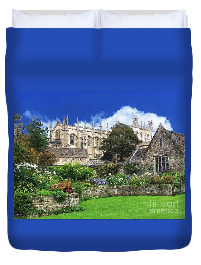 Oxford University Duvet Cover featuring the photograph Oxford University Christ Church Memorial Garden by Brian Watt