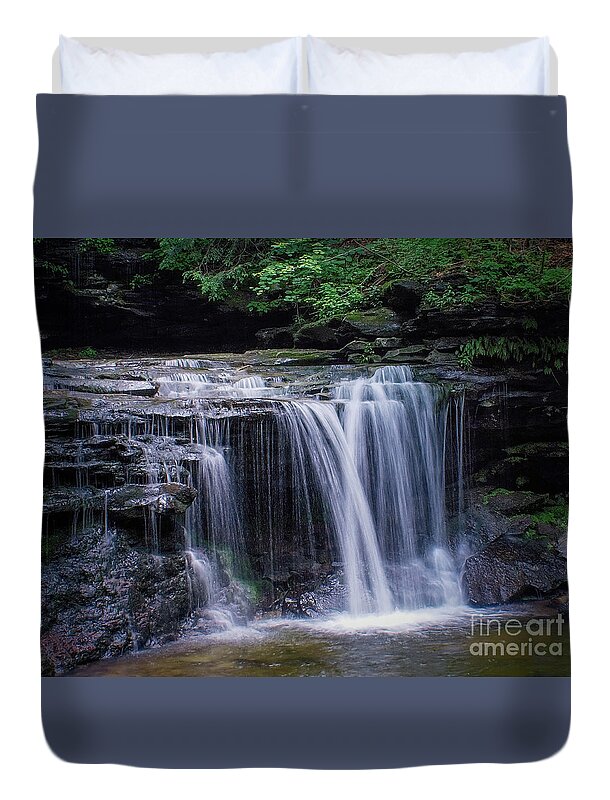 Waterfall Duvet Cover featuring the photograph Pa Waterfall by Nick Zelinsky Jr