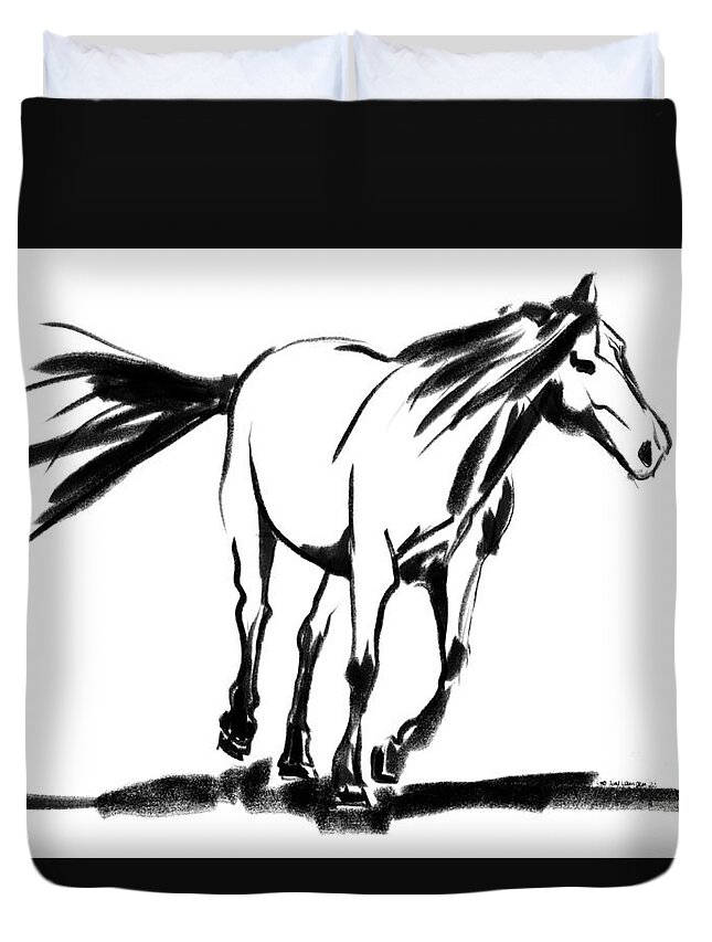 Horse Duvet Cover featuring the painting Horse Suki by Go Van Kampen