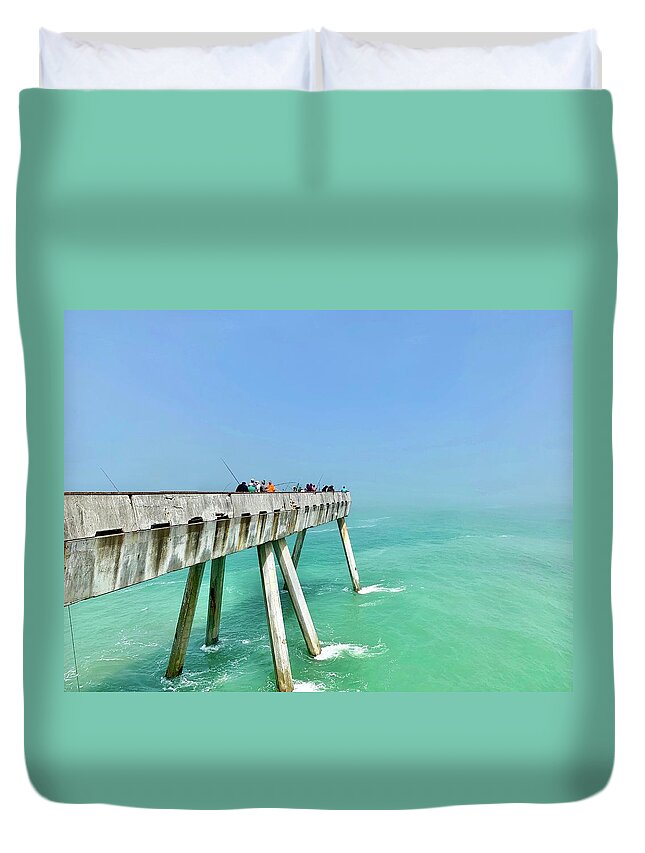  Duvet Cover featuring the photograph Pacifca Pier- landscape crop by Julie Gebhardt