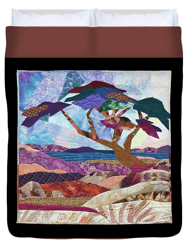 Pacific Duvet Cover featuring the mixed media Pacific Beach by Vivian Aumond