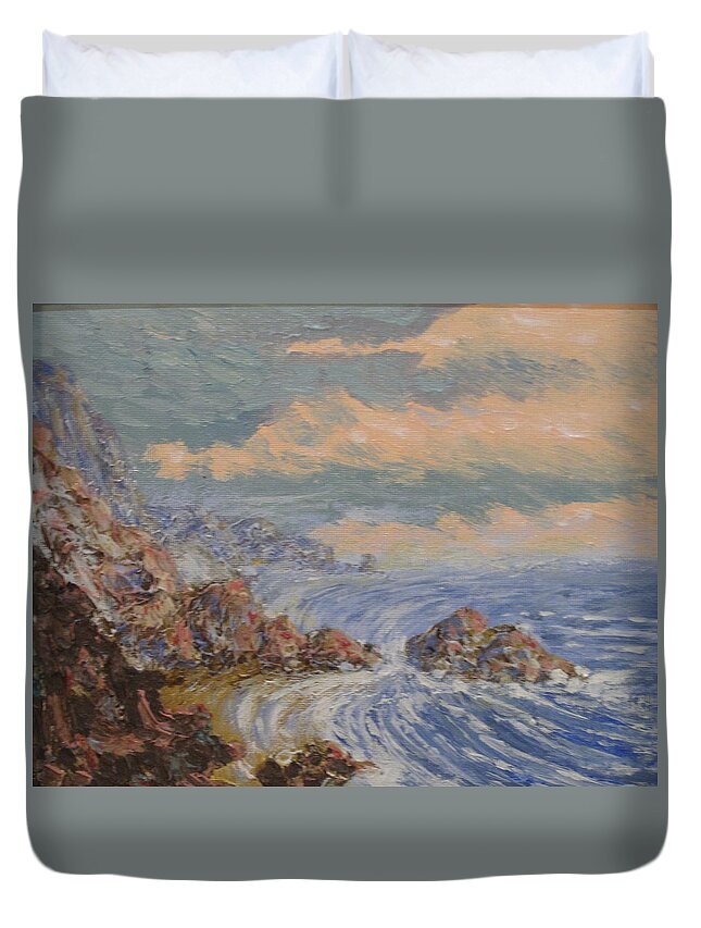 Seascape Duvet Cover featuring the painting Pacific Coast by Ian MacDonald