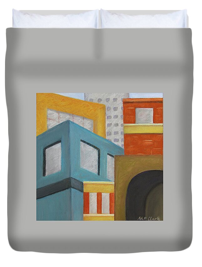 Cityscape Duvet Cover featuring the pastel Packed In by MaryJo Clark