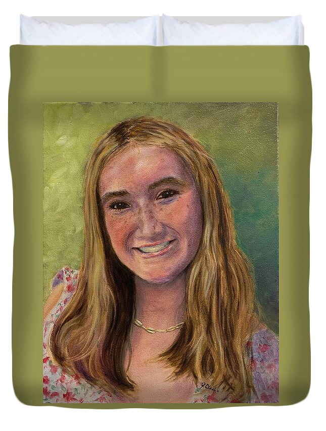 Portrait Duvet Cover featuring the painting Paige by Jan Chesler