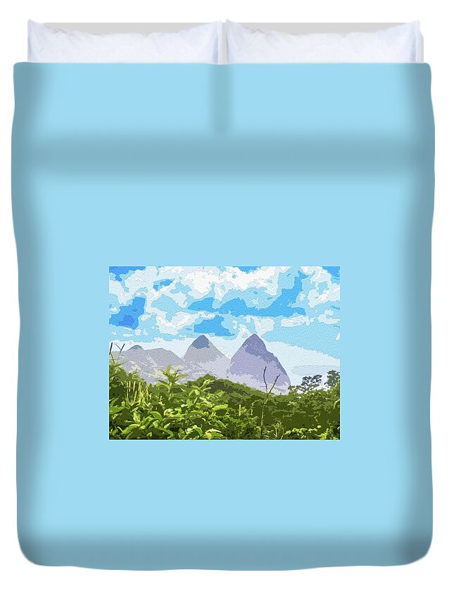 Art Duvet Cover featuring the photograph Painted Pitons by Pheasant Run Gallery