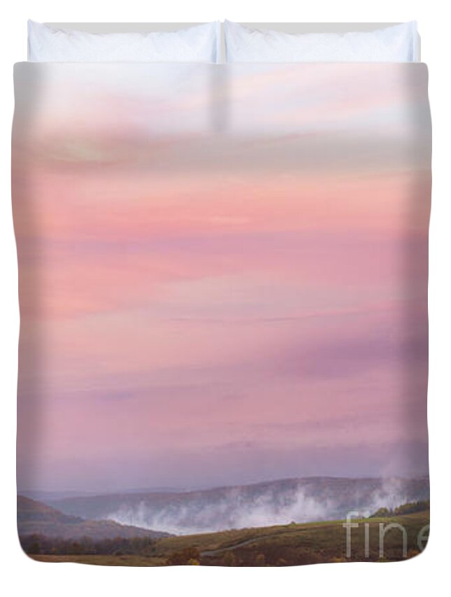 Dream Home Duvet Cover featuring the photograph Painted Sky - Hilltop Vista by Rehna George