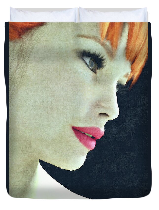 Clayton Duvet Cover featuring the digital art Painterly Female Portrait by Clayton Bastiani