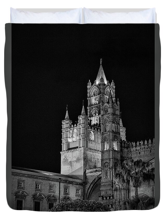 Italy Duvet Cover featuring the photograph Palermo Cathedral at Night by Monroe Payne