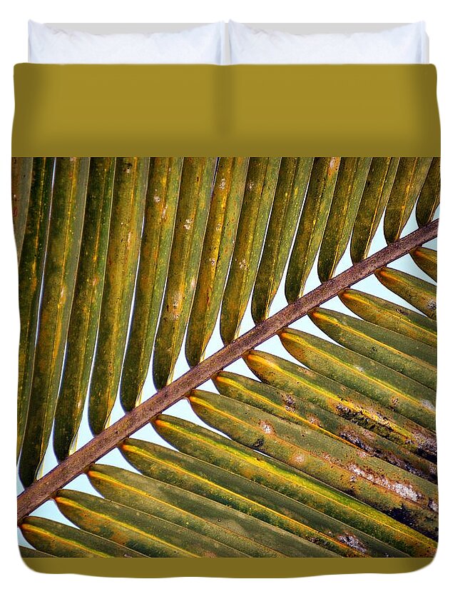 Palm Leaves Watercolor Duvet Cover featuring the photograph Palm Leaf by Thomas Schroeder