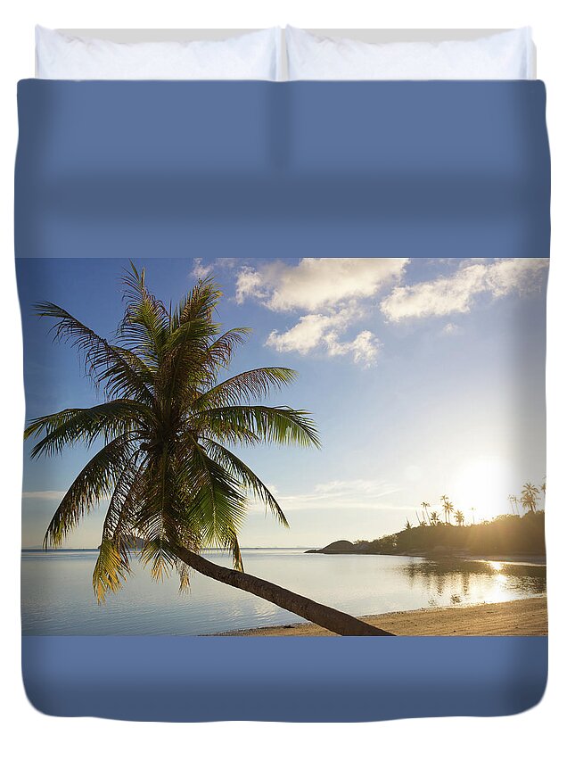 Thailand Duvet Cover featuring the photograph Palm Sunset by Josu Ozkaritz