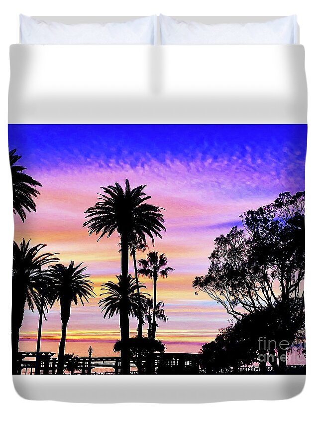 Sunset Duvet Cover featuring the photograph Palm Sunset - No. 1 by Doc Braham