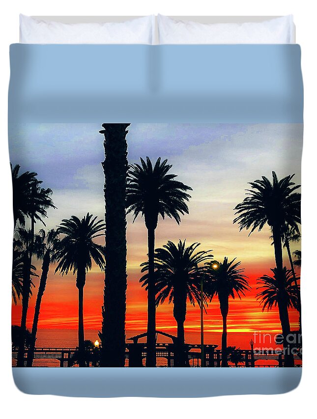 California Duvet Cover featuring the photograph Palm Sunset - No. 3 by Doc Braham