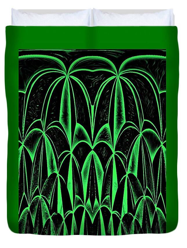 Digital Duvet Cover featuring the digital art Palm Tree Green by Ronald Mills