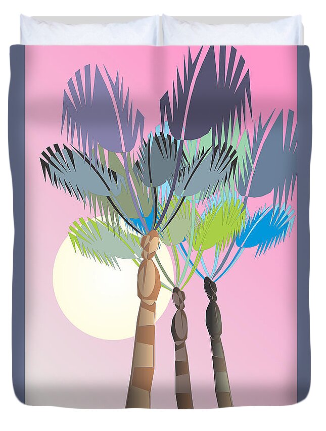 Palm Tree Duvet Cover featuring the digital art Palm with Unusual Sky Two by Ted Clifton