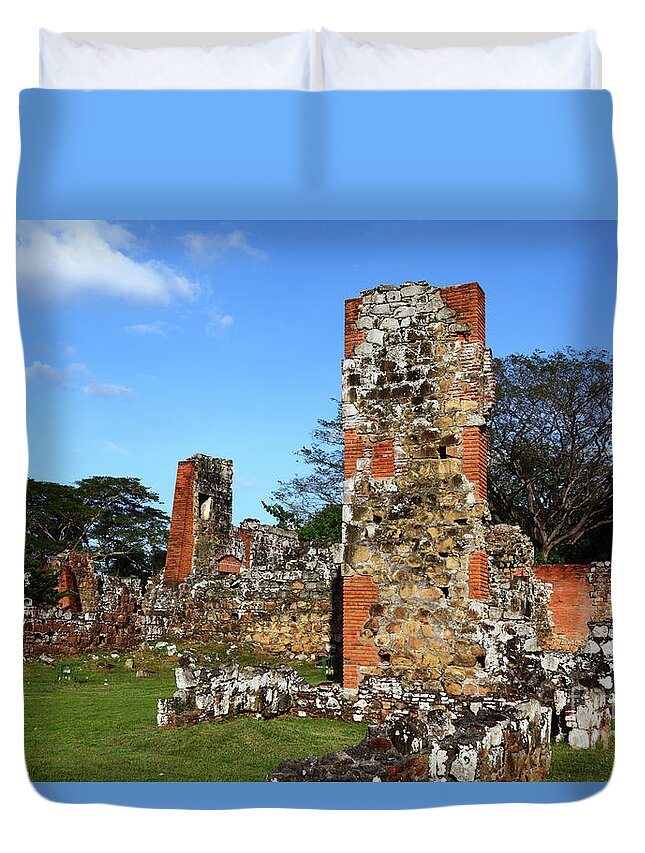 Panama Duvet Cover featuring the photograph Panama Viejo ruins by James Brunker