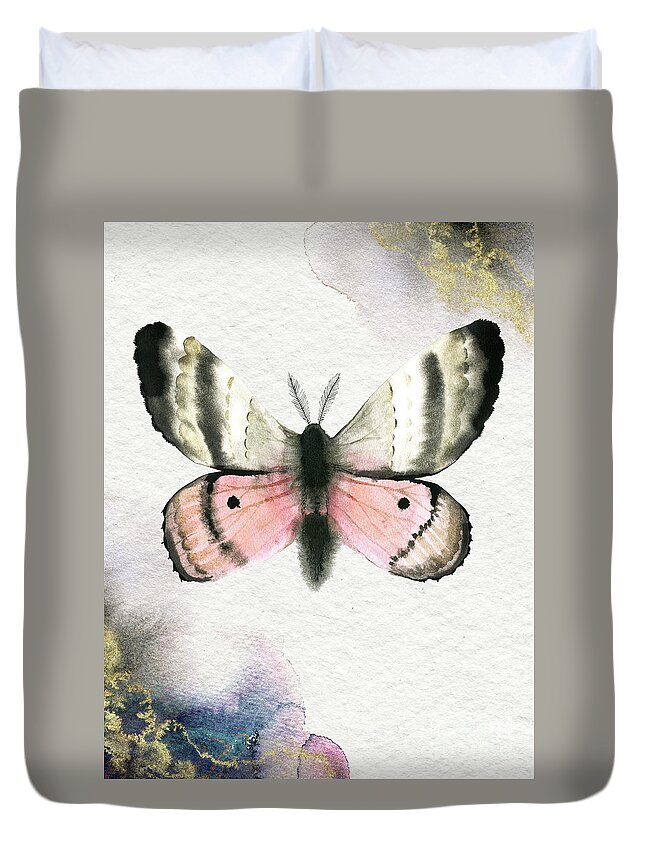 Pandora Moth Duvet Cover featuring the painting Pandora Moth by Garden Of Delights