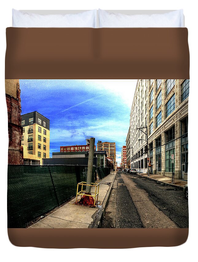 Panorama Duvet Cover featuring the photograph Panorama 3577 Broad and Wood Streets by Bob Bruhin