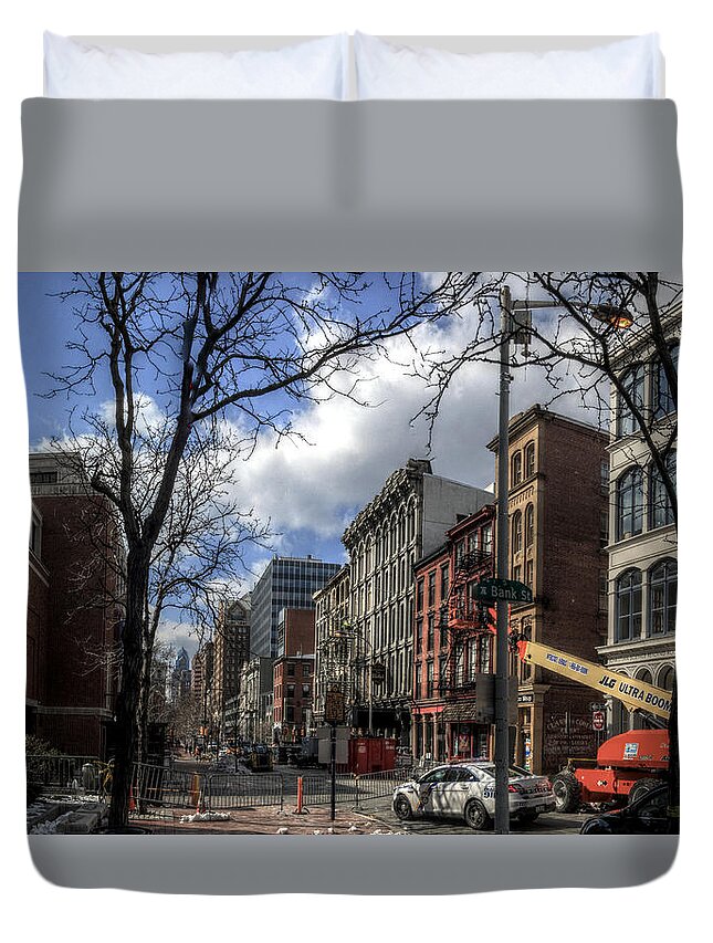 Panorama Duvet Cover featuring the photograph Panorama 3607 200 Block of Chestnut Street by Bob Bruhin