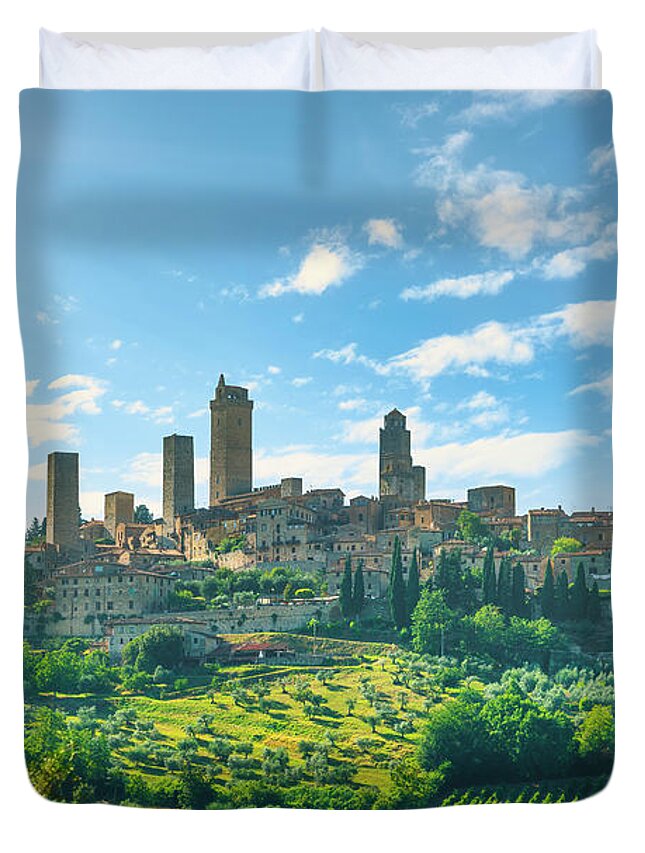 Gimignano Duvet Cover featuring the photograph Summer in San Gimignano by Stefano Orazzini
