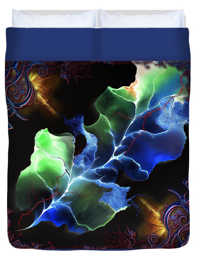 Abstract Duvet Cover featuring the digital art Panspermia Hypothesis by Michael Damiani
