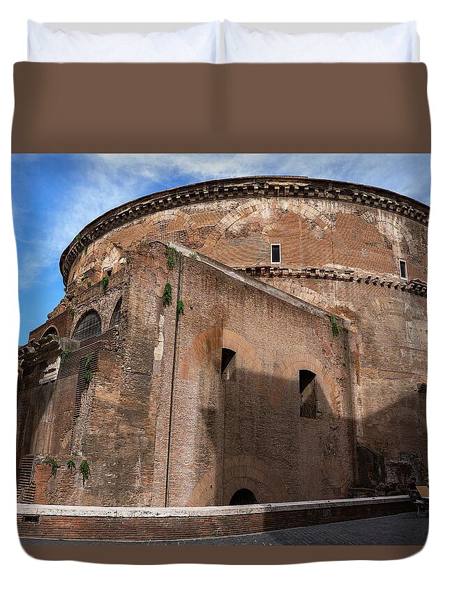 Pantheon Duvet Cover featuring the photograph Pantheon Ancient Roman Temple In Rome by Artur Bogacki