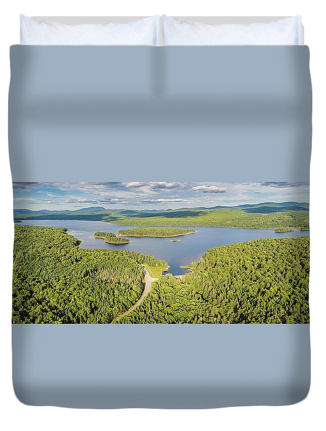 Landscape Duvet Cover featuring the photograph Paorama View of Second Connecticut Lake - Pittsburg, New Hampshire by John Rowe