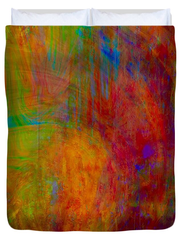 Painting-abstract Duvet Cover featuring the painting Paradise Garden     by Catalina Walker