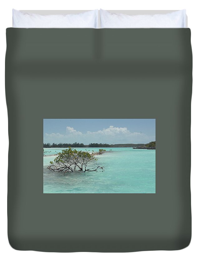 Caribbean Duvet Cover featuring the photograph Caribbean Paradise in Turquoise Waters, Exuma Bahamas by Bonnie Colgan