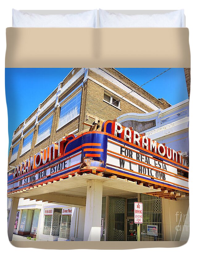 Blues Trail Duvet Cover featuring the photograph Paramount Theater Clarksdale MI by Chuck Kuhn