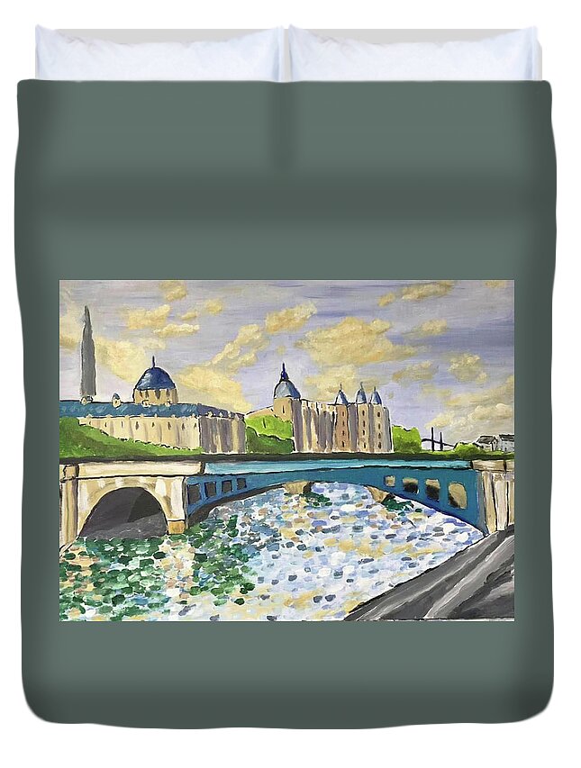  Duvet Cover featuring the painting Paris Twilight by John Macarthur
