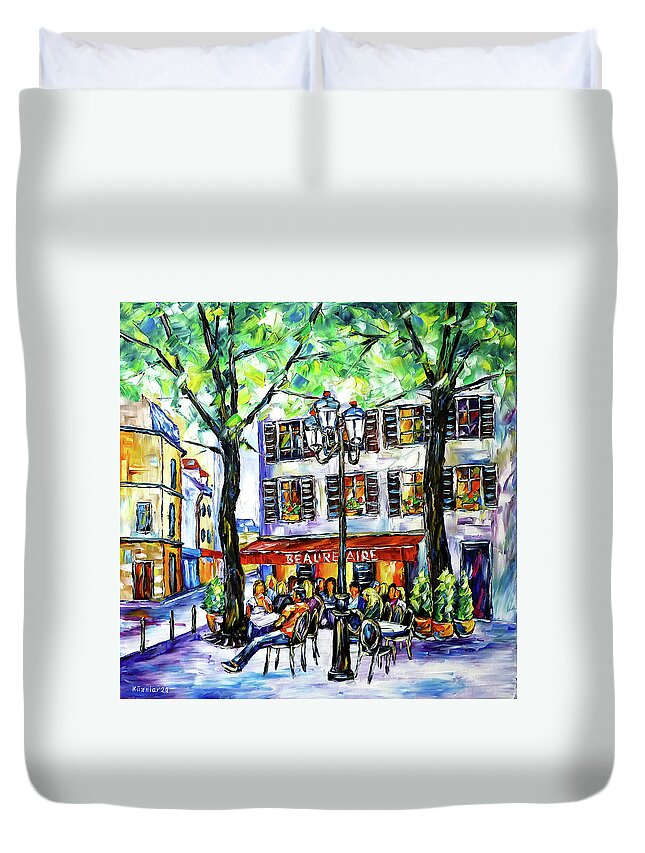Summer In Paris Duvet Cover featuring the painting Parisian Life by Mirek Kuzniar
