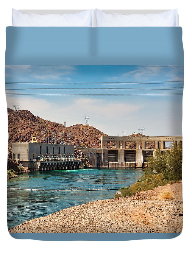Parker Dam Duvet Cover featuring the photograph Parker Dam on Havasu Lake, Arizona by Tatiana Travelways