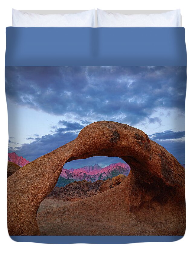 Mountain Duvet Cover featuring the photograph Partial Illumination by Brian Knott Photography