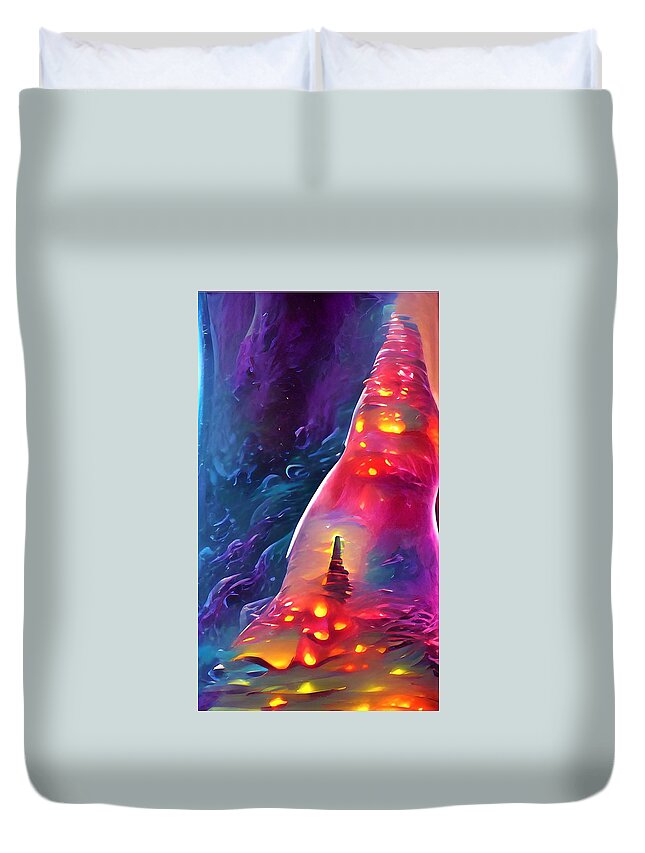 Strange Duvet Cover featuring the digital art Passing Through Strange Times Unscathed by Vivian Aaron
